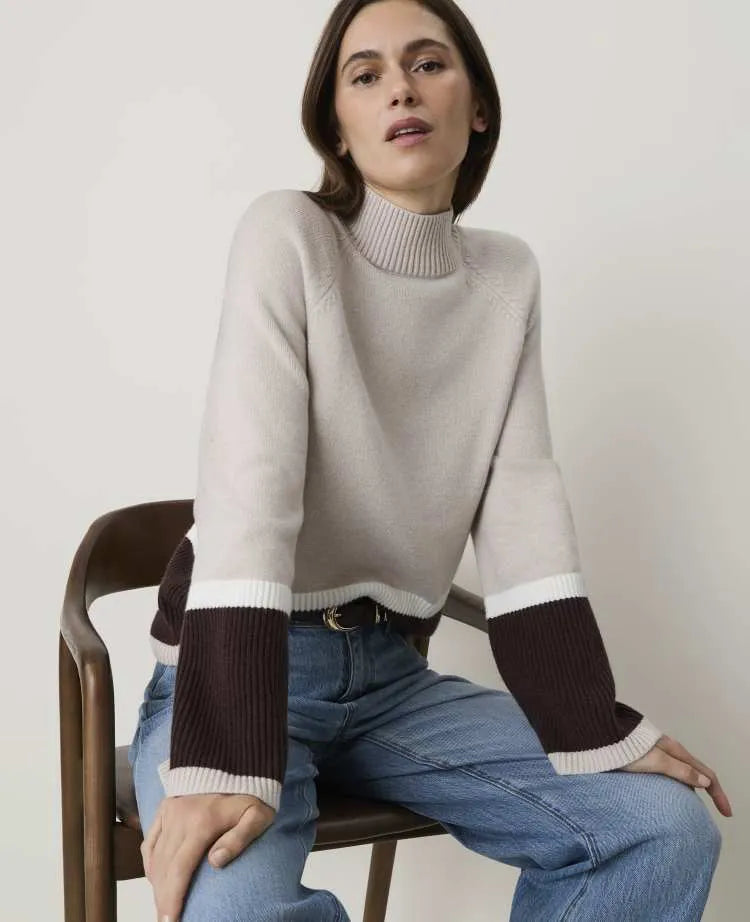 Petite Colorblock Turtleneck Sweater