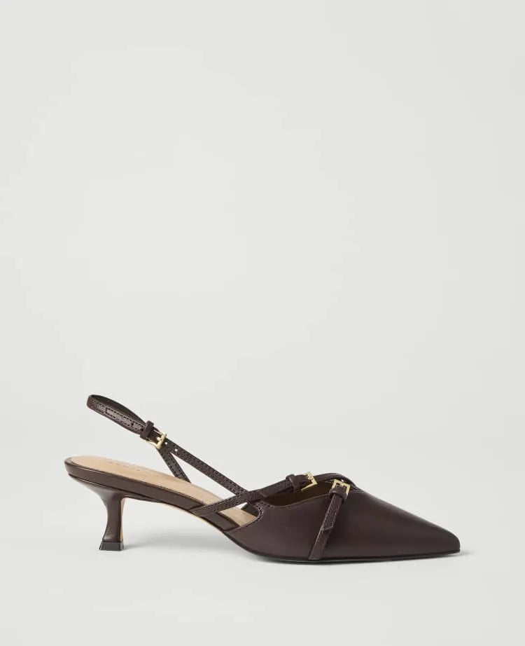 Strappy Leather Slingback Pump
