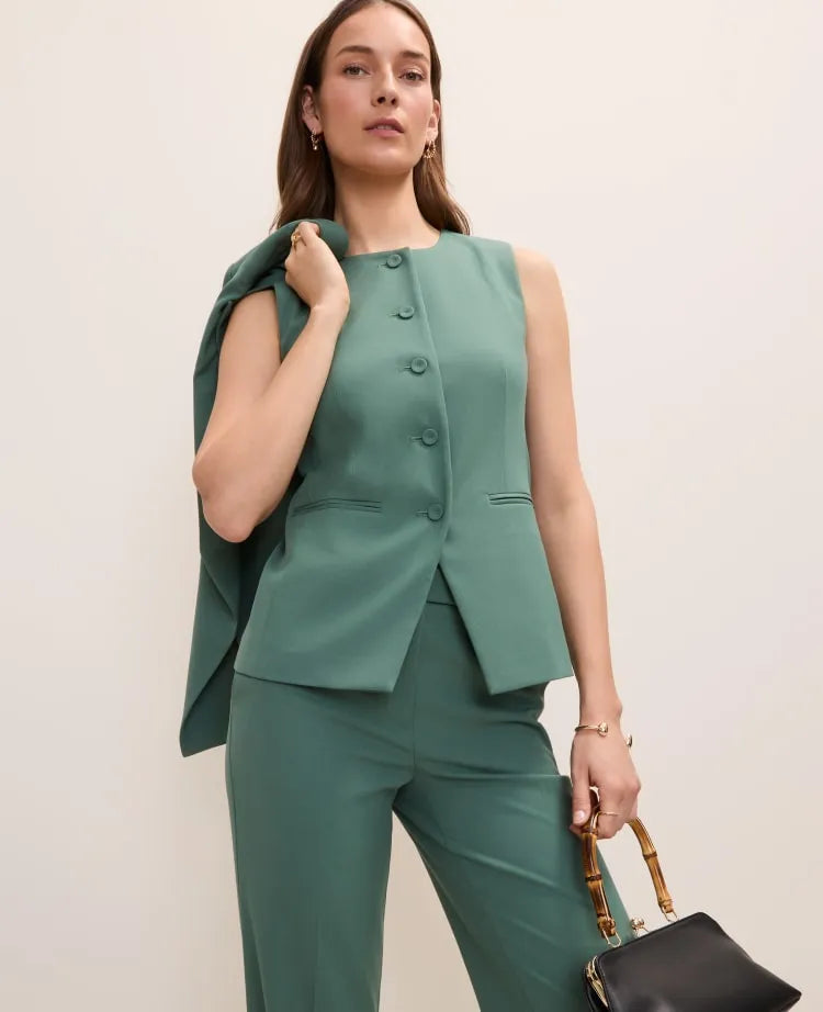 The Petite Long Crew Neck Vest