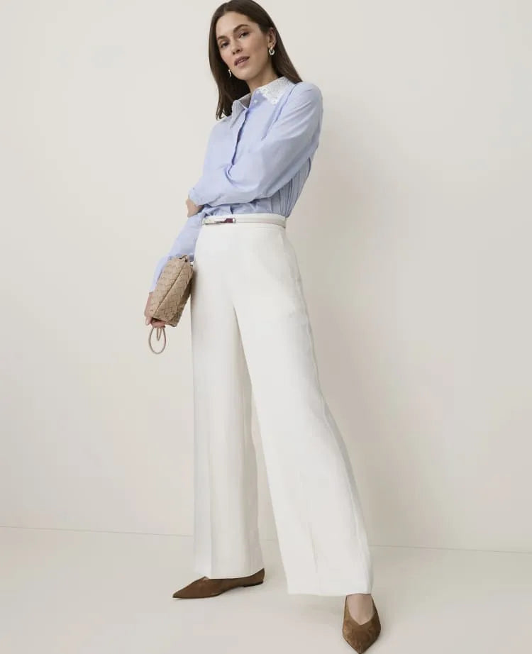 The Petite Side Zip Wide-Leg Pant in Fluid Crepe