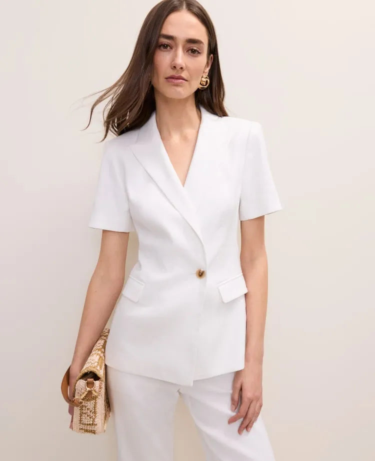 The Short Sleeve Blazer in Linen Blend