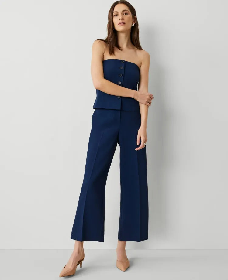 The Wide-Leg Cropped Pant in Fluid Crepe