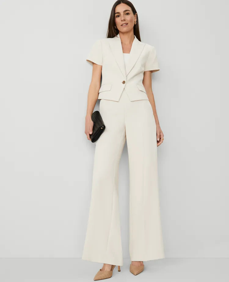 The Petite Side Zip Wide-Leg Pant in Fluid Crepe