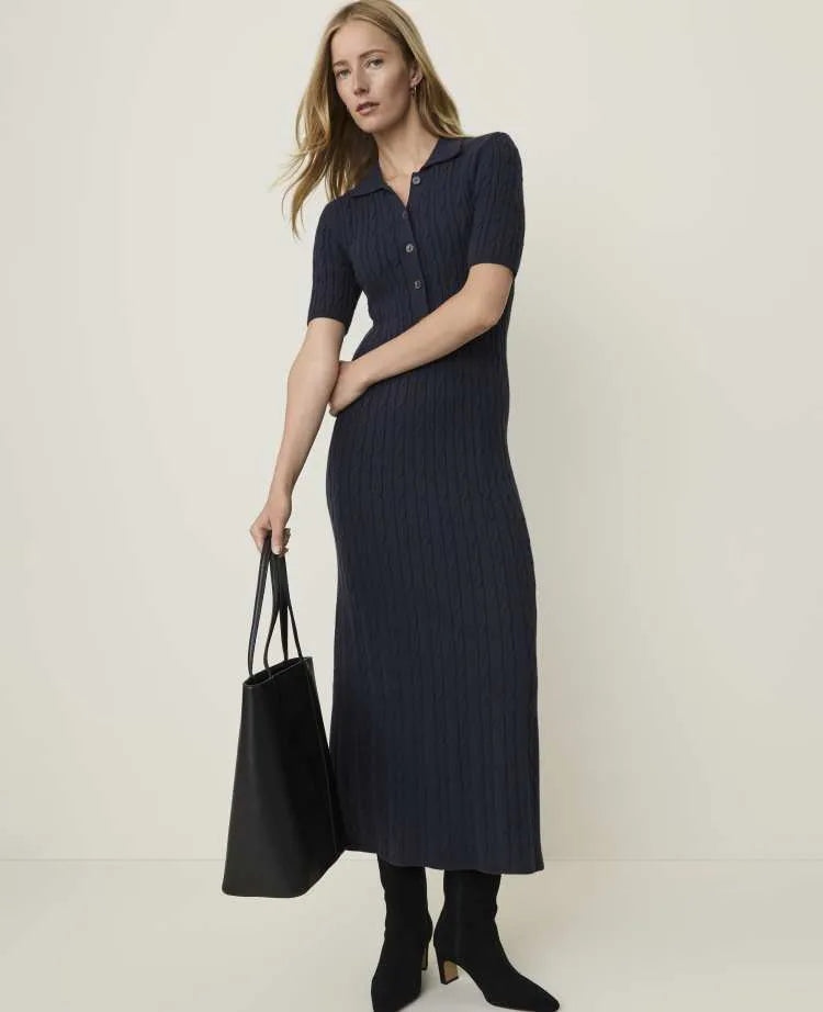 Petite Weekend Cable Polo Midi Dress