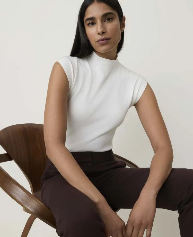 Ribbed Mock Neck Shell