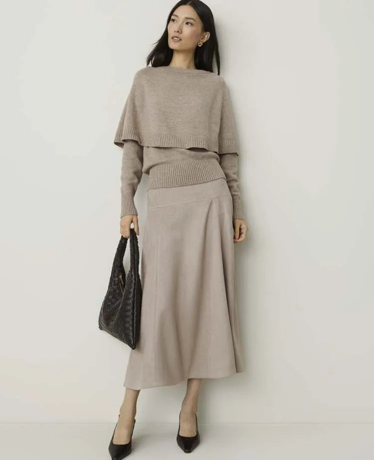 Full Midi Skirt in Faux Suede