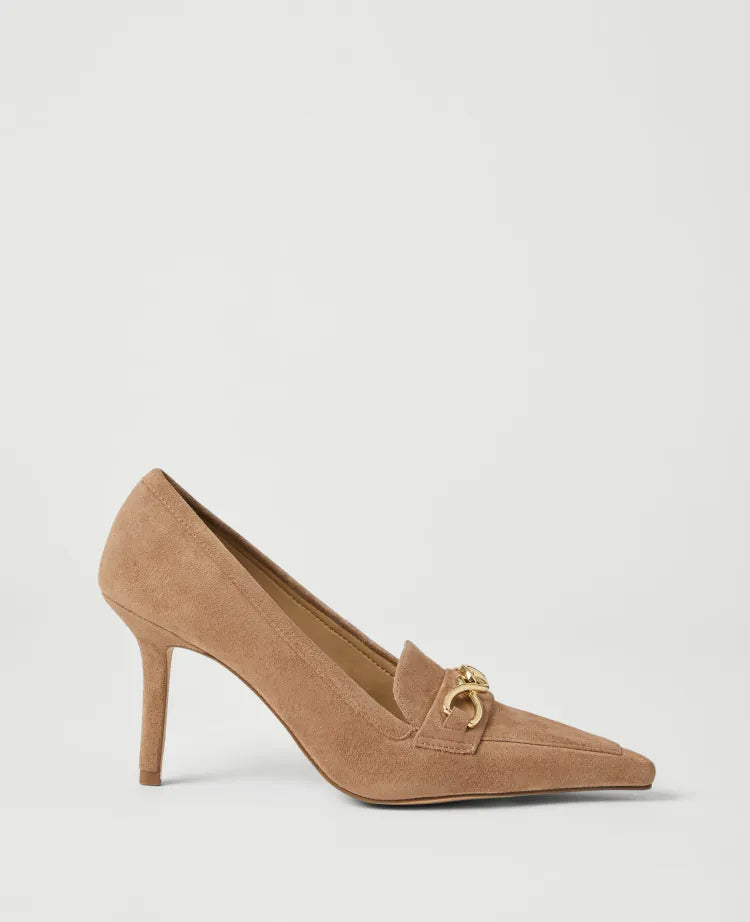 Chain Embellished Suede Pump