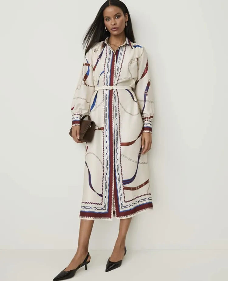 Petite Horsebit Print Midi Shirtdress
