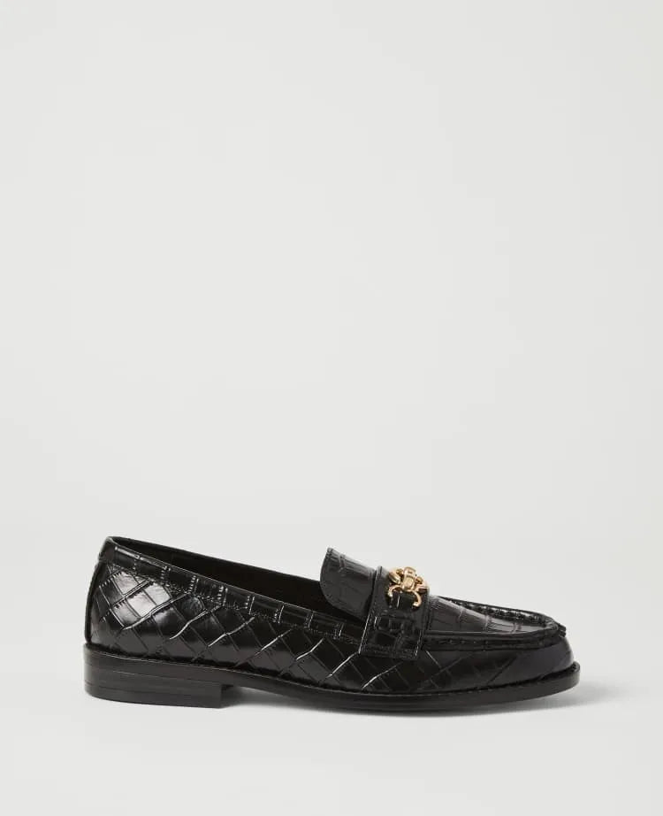 Hardware Embellished Croco Loafer