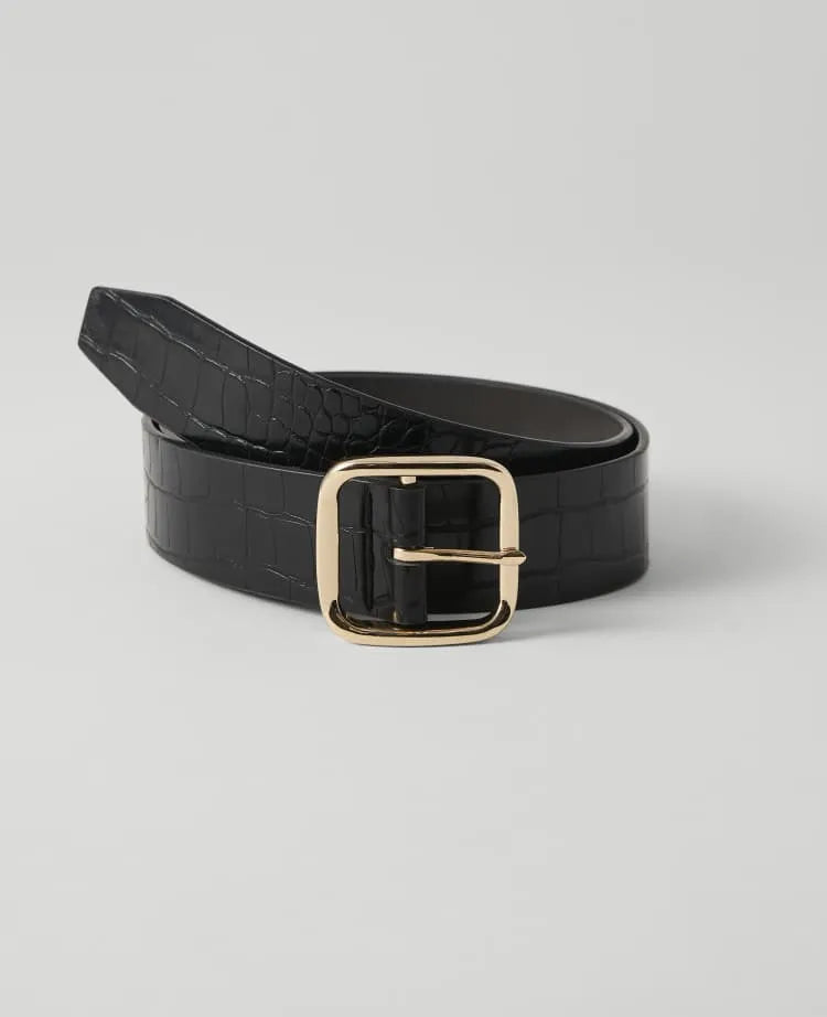 Croco Square Buckle Belt