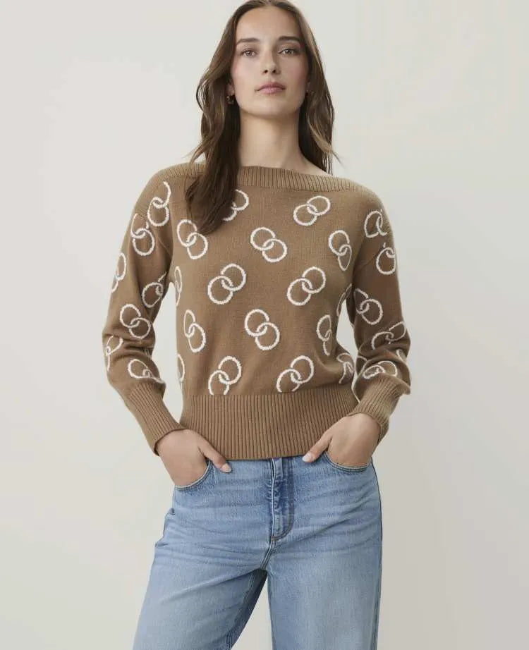 Geo Print Boatneck Sweater