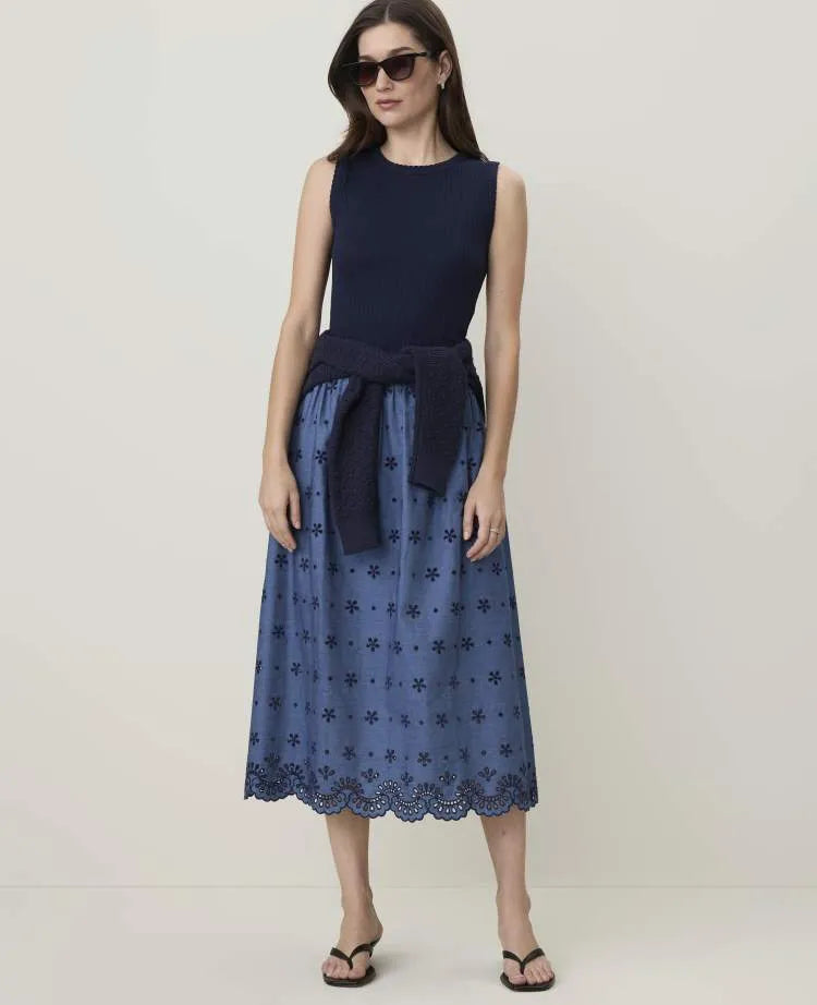 Petite Weekend Eyelet Midi Skirt