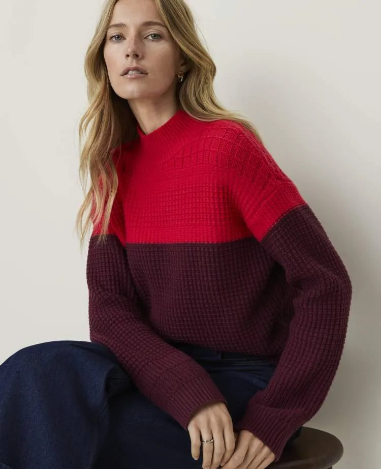 Colorblock Mixed Stitch Sweater
