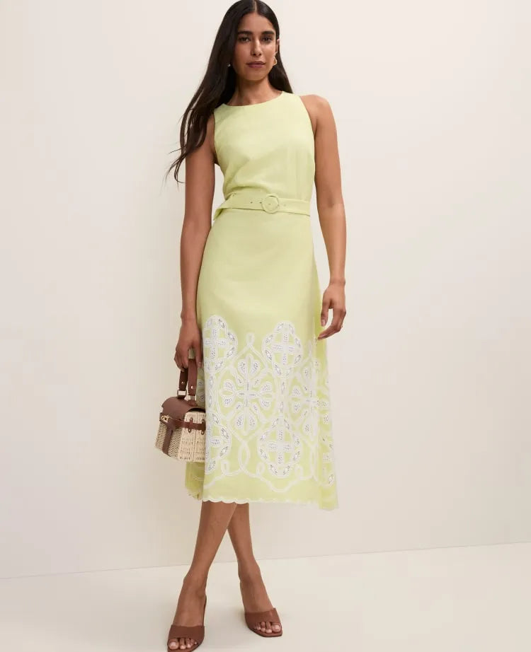 Eyelet Halter Midi Dress