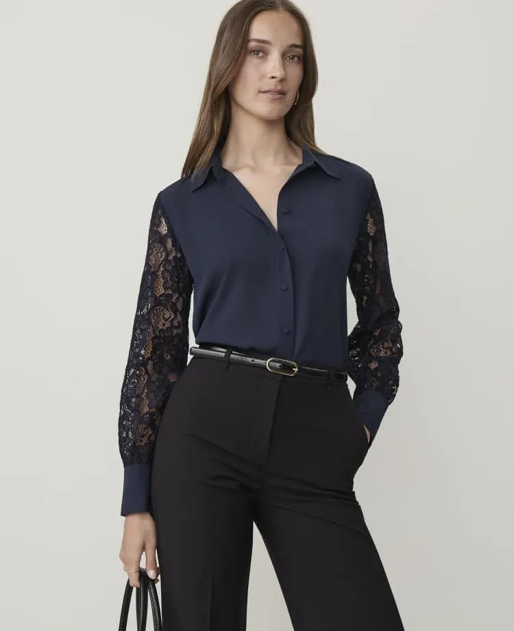 Petite Lace Sleeve Shirt