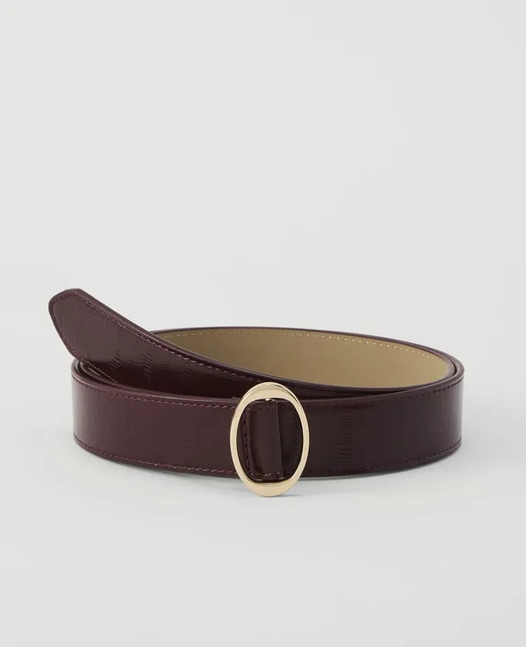 Leather Oval Buckle Belt