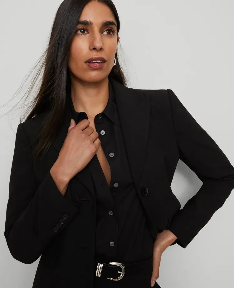 The Shorter Two Button Blazer in Bi-Stretch