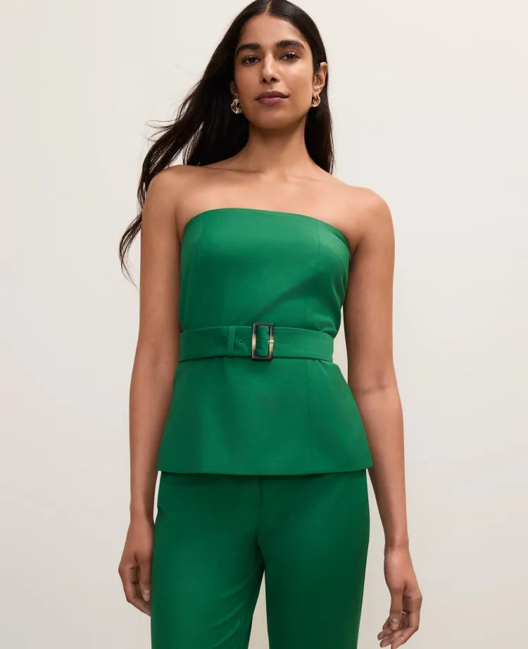 The Belted Strapless Top