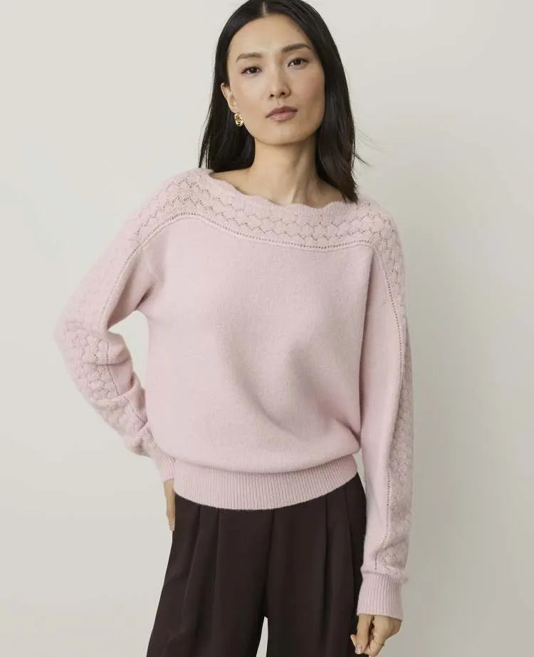 Pointelle Trim Sweater