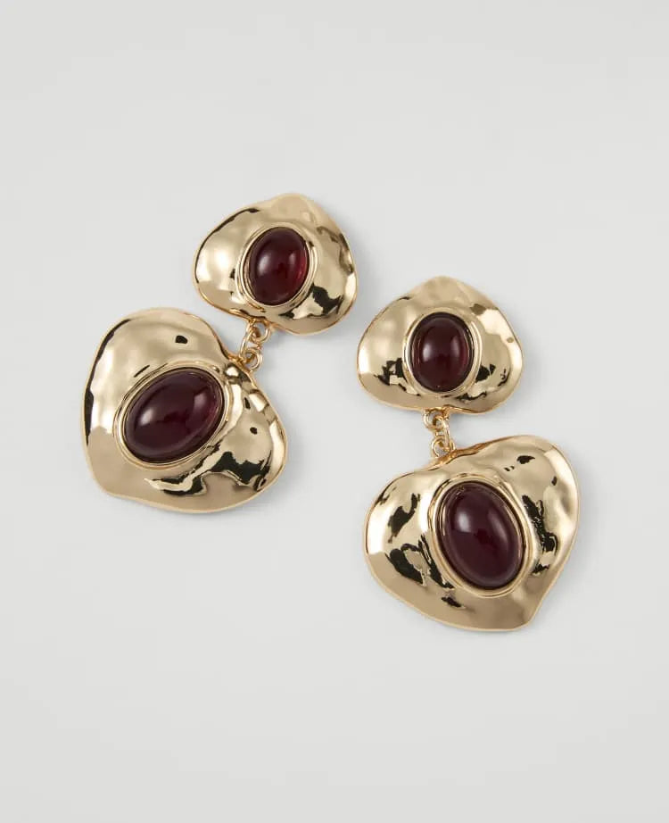 Double Heart Drop Earrings