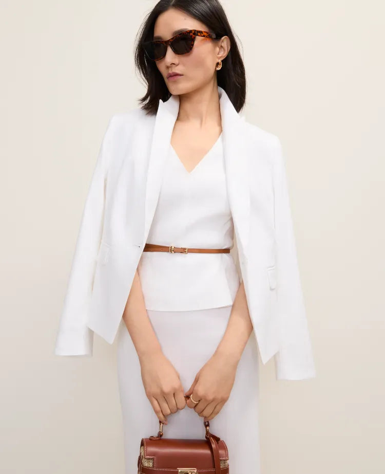 The Short One Button Blazer in Linen Blend