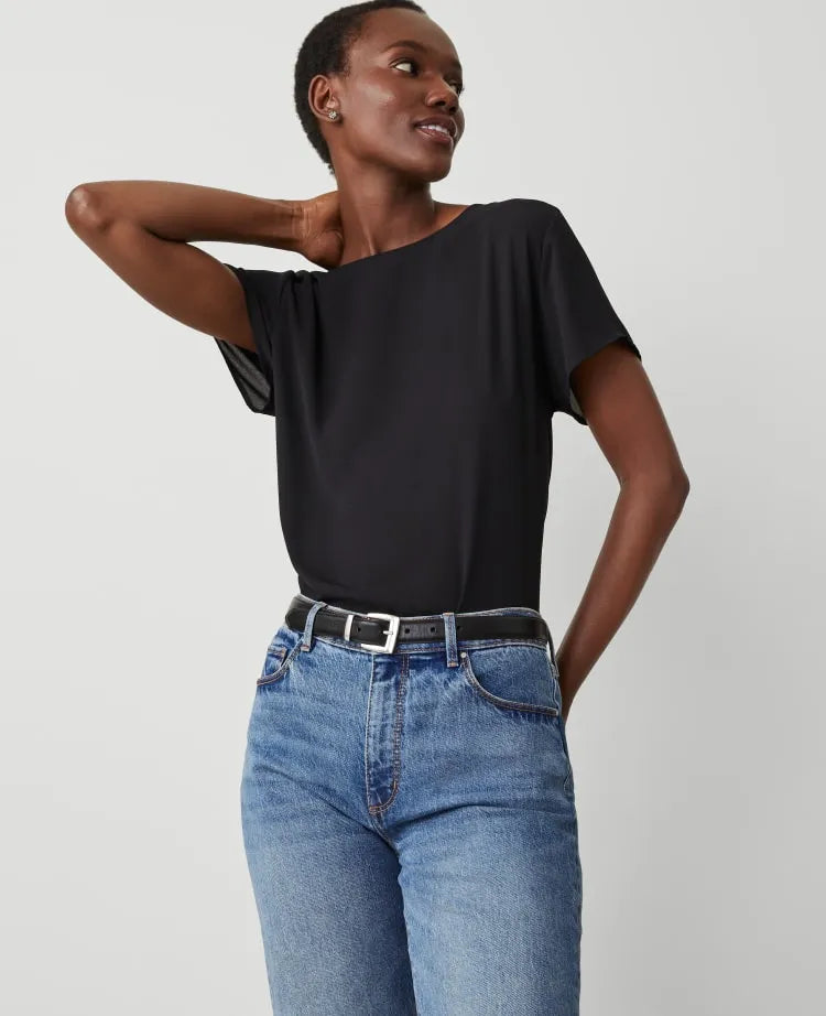 Petite Mixed Media Crew Neck Tee
