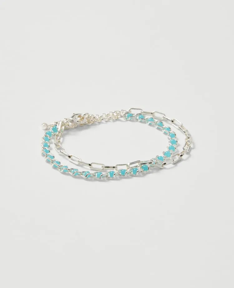 Chain Link and Beaded Bracelet Set