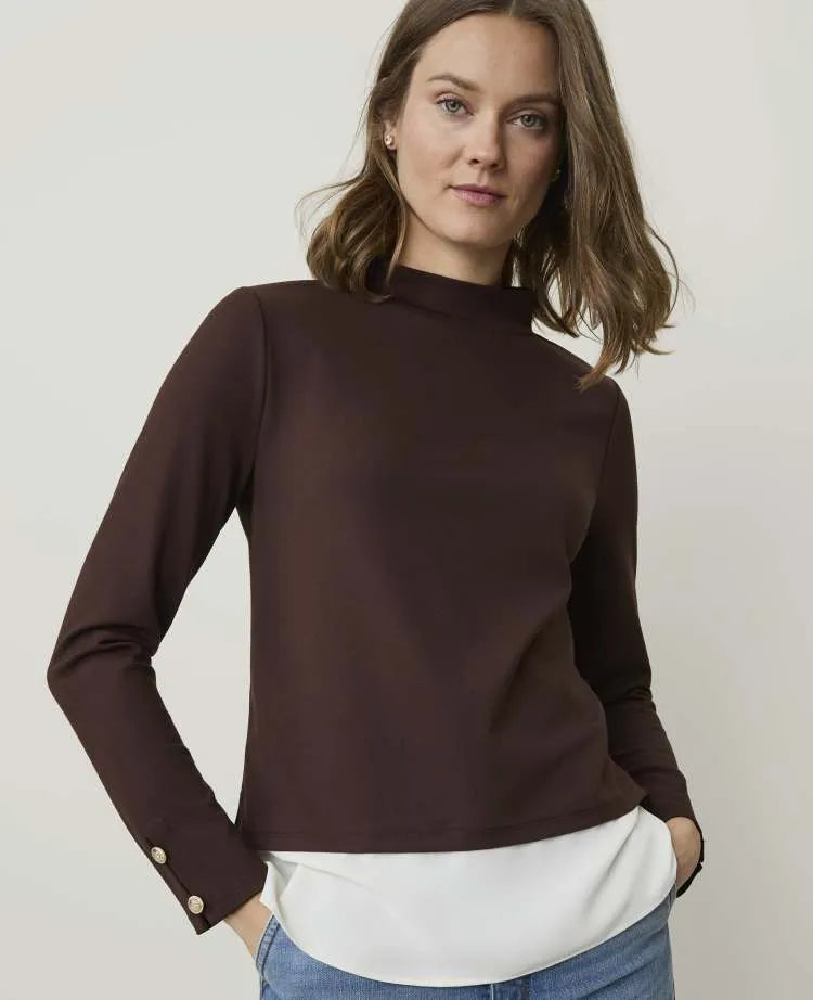 Petite Layered Mock Neck Top
