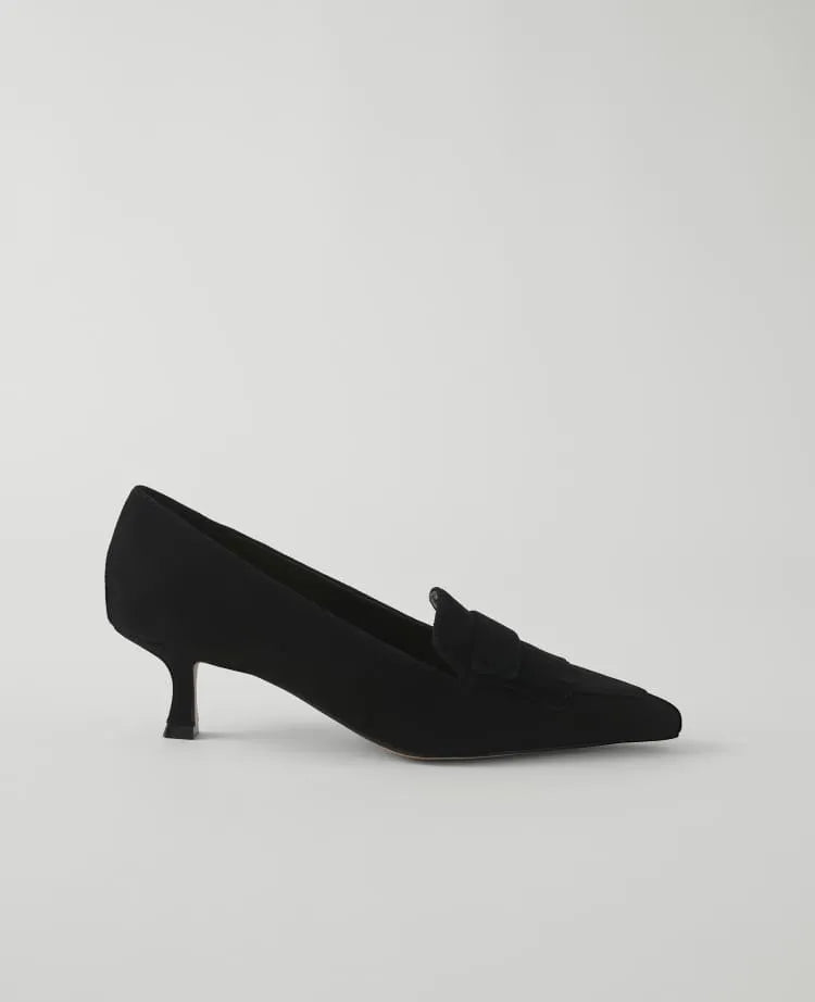 Suede Tapered Heel Kiltie Pump