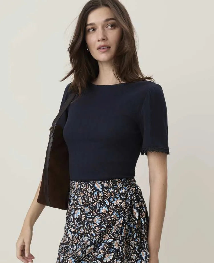 Weekend Lace Trim Pointelle Tee