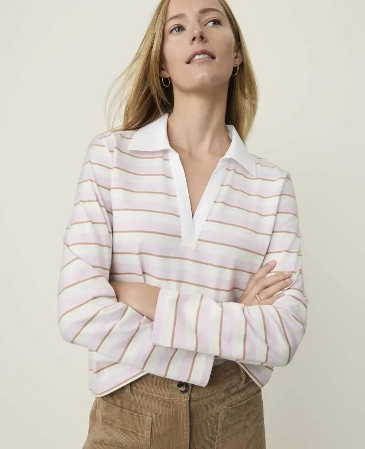 Petite Weekend Striped Polo Top