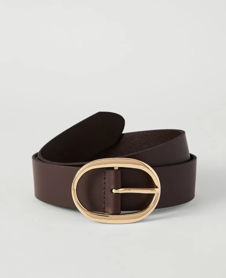 Leather Oval Buckle Belt