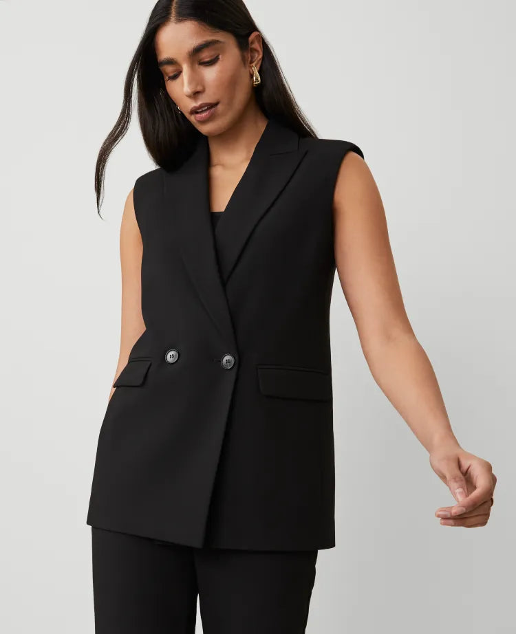 The Double Breasted Vest in Bi-Stretch