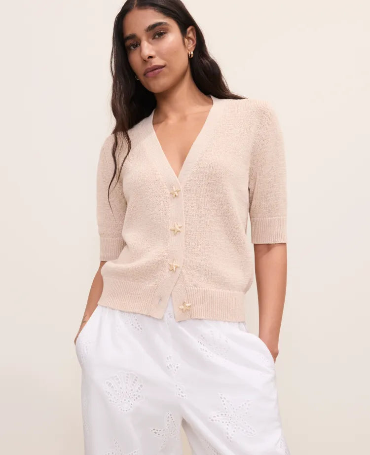 Starfish Button Elbow Sleeve Cardigan