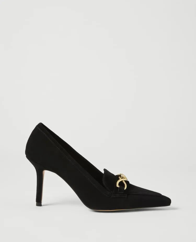Chain Embellished Suede Pump