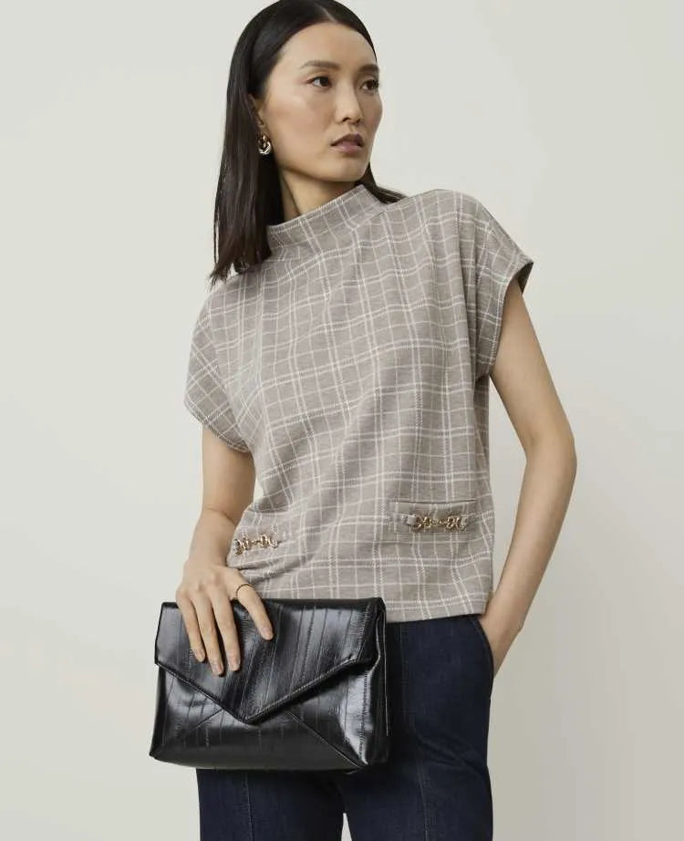 Plaid Horsebit Embellished Top