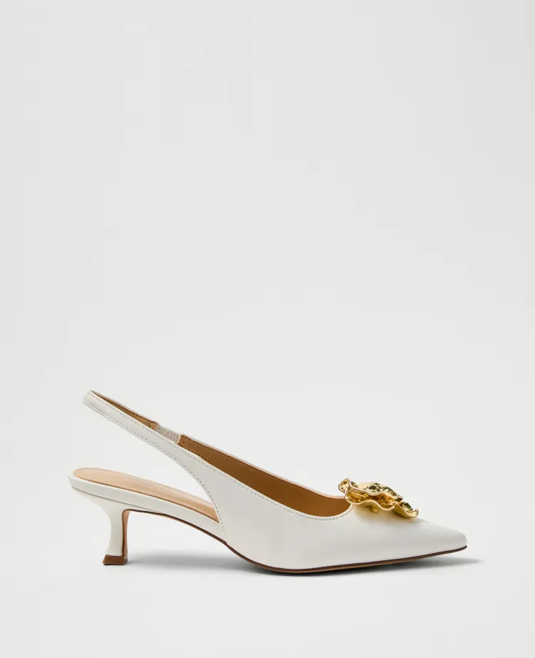 Flower Leather Slingback Pump