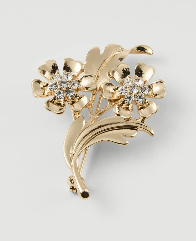 Crystal Flower Brooch