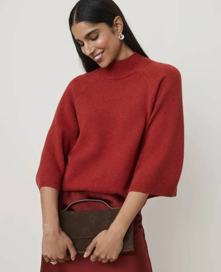 Wide Sleeve Mock Neck Sweater