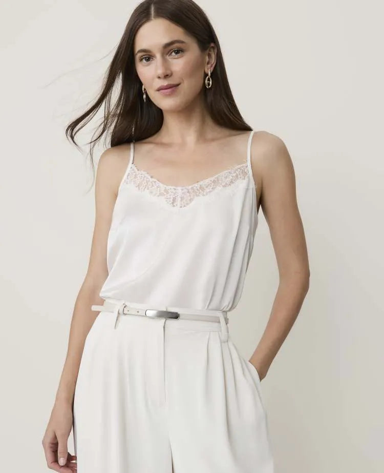 Petite Lace Trim V-Neck Tank Top