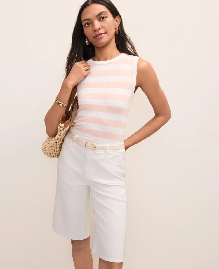 Weekend Striped Pointelle Tank