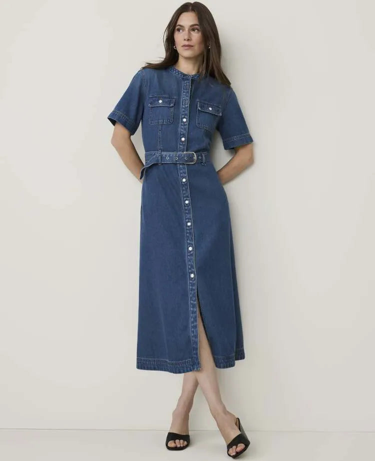 Petite Weekend Belted Denim Shirtdress