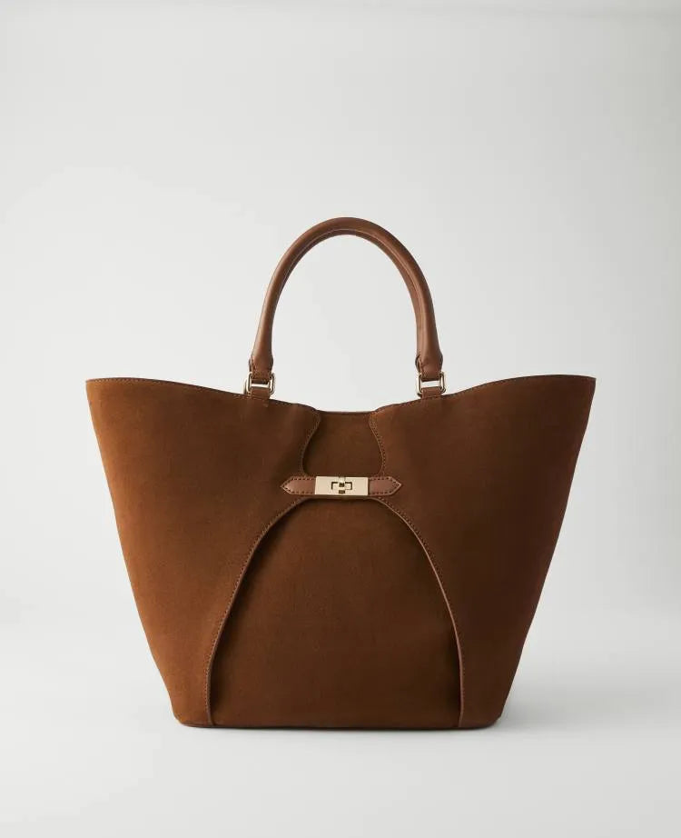 Suede Buckle Tote