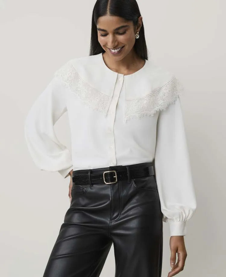Petite Lace Cape Collar Blouse