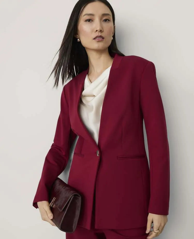 The Petite Collarless Blazer in Ponte