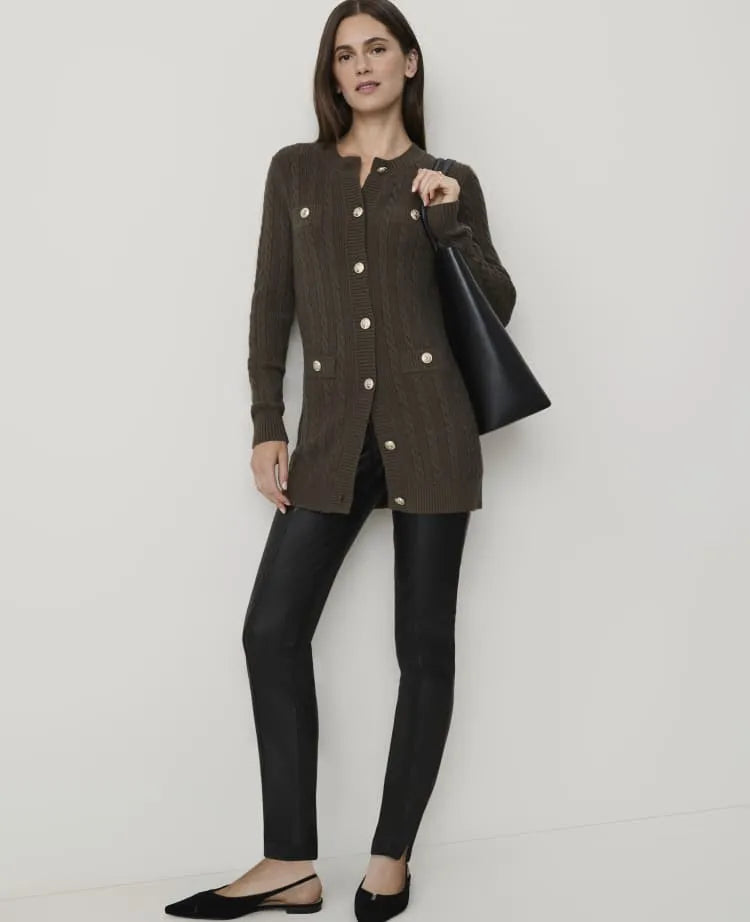 Seamed Side Zip Legging in Faux Leather