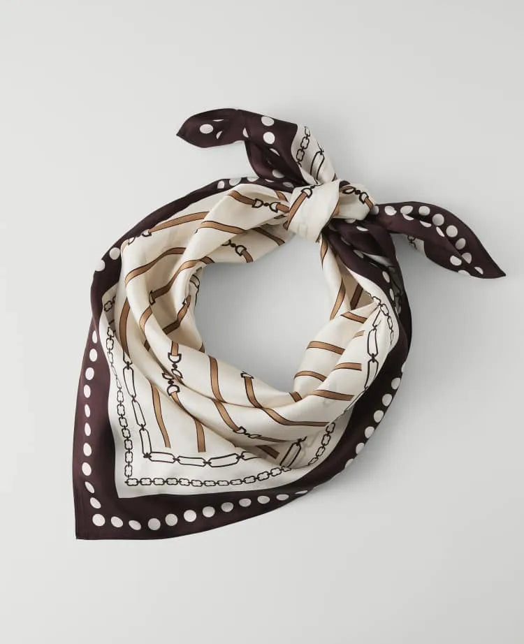 Horsebit Print Silk Scarf