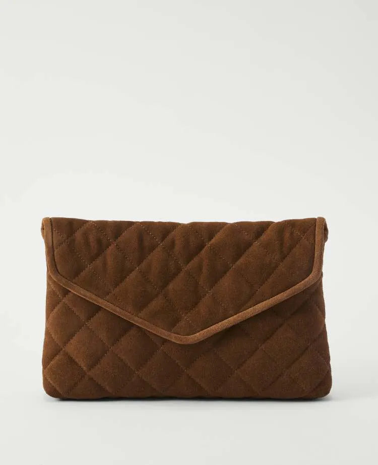 Quilted Suede Envelope Clutch