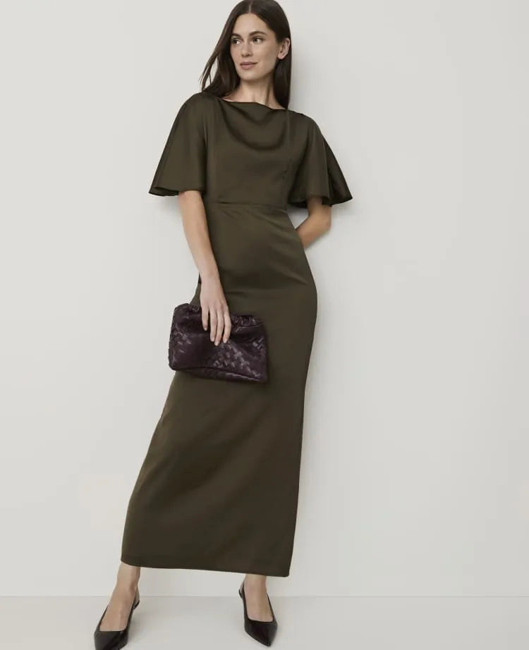 Boatneck Column Midi Dress