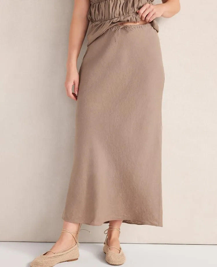 Haven Well Within Linen Bias Cut Midi Skirt